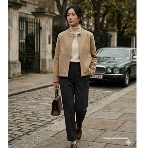 Banaba Republic Women's Boxy Melton Utility Jacket maverick tan old money